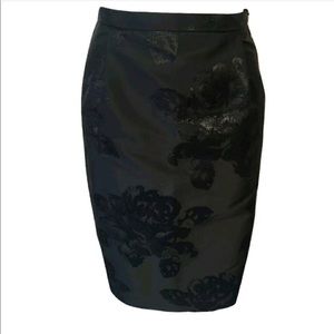 L.K. Bennett Straight Skirt Glittery Flower Floral